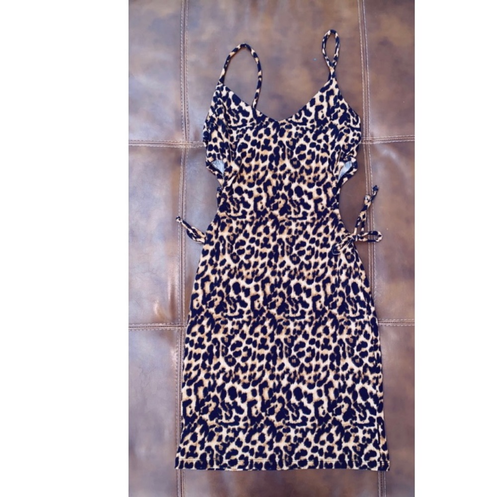 Side Open Mini Cheetah Dress